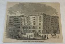 1864 magazine engraving ~ THE LINDEL HOTEL St Louis Missouri