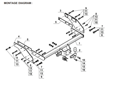 Flange Neck Tow Bar For ZX AUTO Grand Tiger Pickup (2009-) & 13