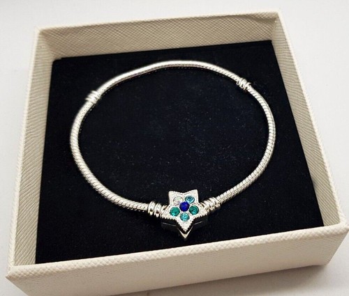 EDLES ARMBAND 925 SILBER Charm Murano Sicherheitskette Anhänger Pandora ZIRKONIA