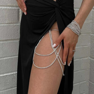 Crystal Thigh Chain Elastic body Jewelry for Women Bling Thigh