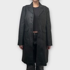 Vintage Black Leather / Coat Jacket Women's. Brand: Freemans. Size: Uk 12.