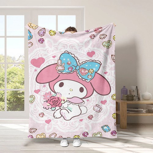 Sanrio My Melody Kuromi Throw Blanket Soft Warm Flannel Blanket Girl Nap Blanket - Picture 3 of 39