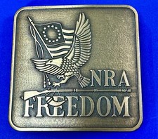 NRA Freedom Right to Bear Arms USA Flag Patriotic Eagle Bicentennial Belt Buckle