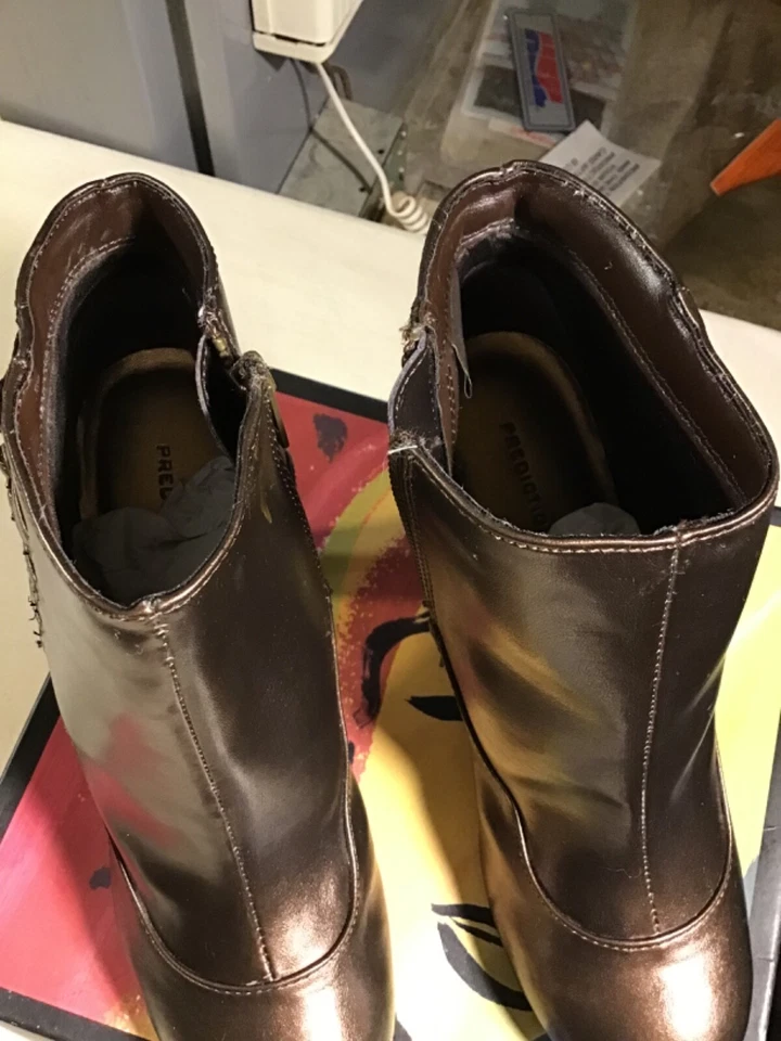 Predictions 女式棕色皮革踝靴跟 2.5 英寸女式 8 码青铜 Tripp — 第 3/4 张图片