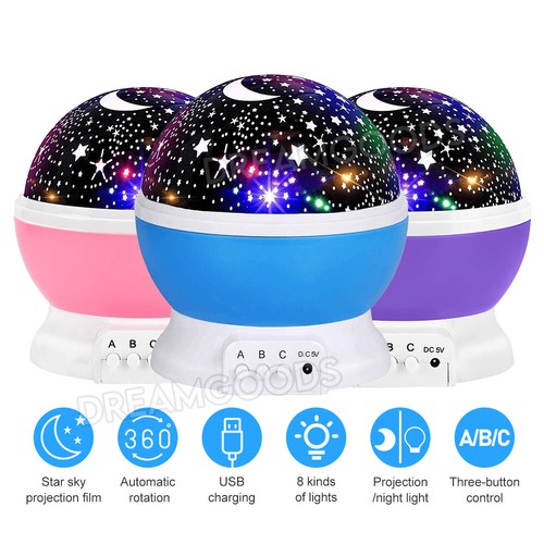 LED Night Star Galaxy Projector Light Lamp Rotating Starry Baby Room Kids Gift - Picture 3 of 13