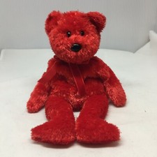 Ty Original Beanie Baby Sizzle Bear Red Bow Red Plush Stuffed Animal W Tag 2001