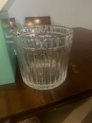 Tiffany Crystal Ice Bucket with Roman Numerals New in Box