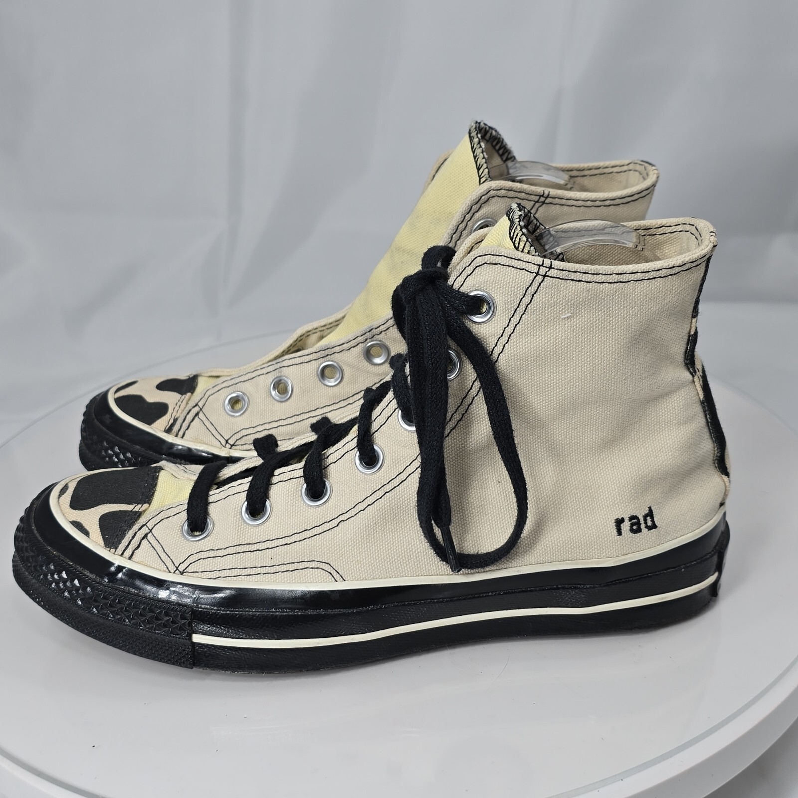Converse By You Custom Rad Women 7.5/Men 5.5 Cow Print Hi Top Sneakers 165504C