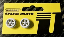 Pioneer WH201314 Torq Thrust Rear Wheels White (2 Pack) 1/32 Slot Car