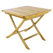 DIVERO Beistelltisch Balkontisch Garten Terrasse Holz Teak 80x80cm unbehandelt