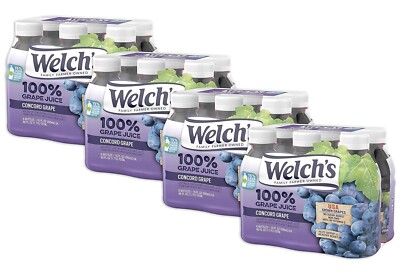 Welch's 100% Grape Juice, Concord Grape, 10 fl oz On-the-Go Bottle (Pack of 4)