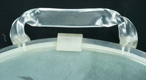 Vintage Round Rose Etched Glass & Lucite Serving Tray 18"x 16'' - Picture 6 of 7
