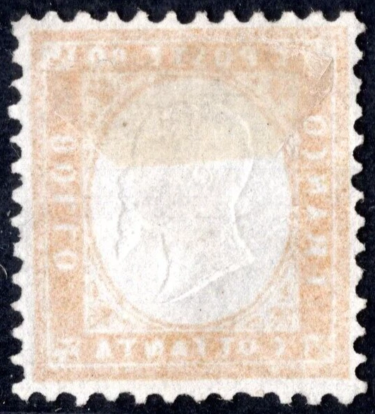 ITALY 1862 80c. SC. #21 YELLOW/ORANGE MINT, PART GUM, PERF 11 1/2 x 12 NEAT PERF - Image 2 of 2