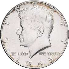 États-Unis, Half Dollar, Kennedy, 1965, U.S. Mint, Argent, TTB+, KM:202a