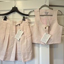 Derek Lam 10 Crosby Light Pink Linen Crop Top + Shorts Set, US4