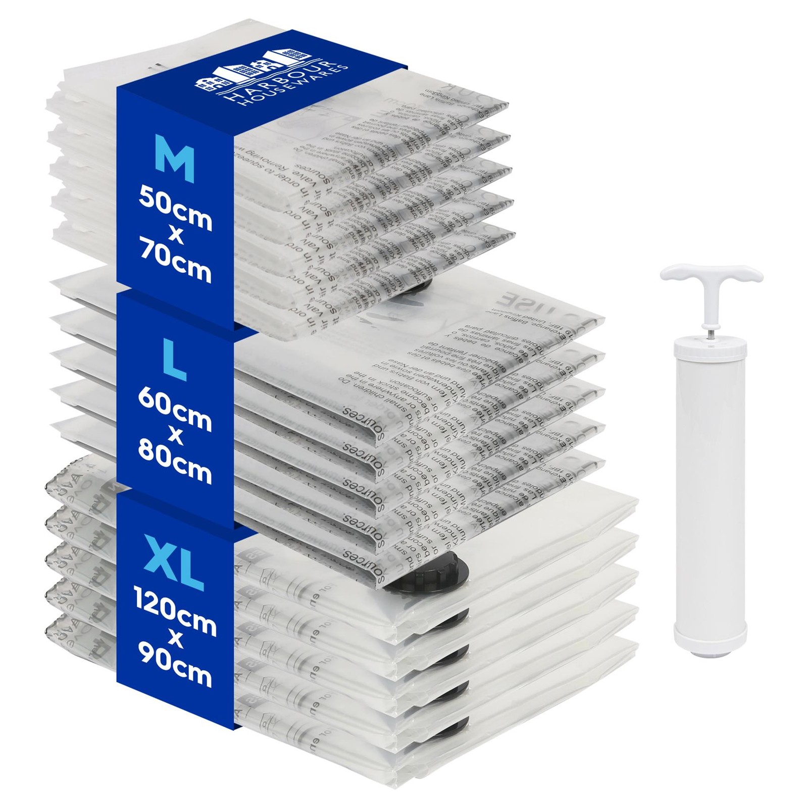 Harbour Housewares Vacuum Storage Bags with Hand Pump - Set of 15 - Image 3
