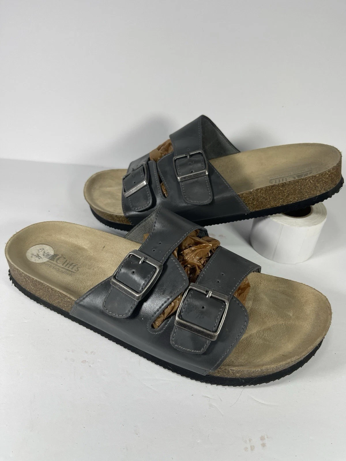 Cliffs by White Mountain Men's Hanz Sandals Size 12M Gray Dual Strap Slide