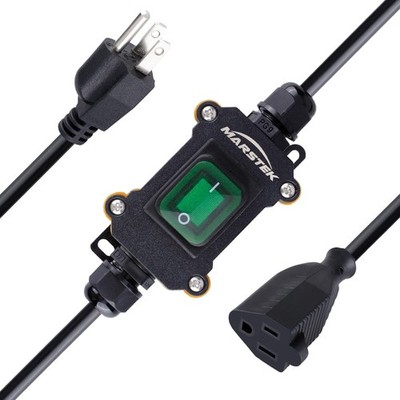 5 Ft Green Heavy Duty Waterproof Extension Cord Inline On/Off Switch 16AWG