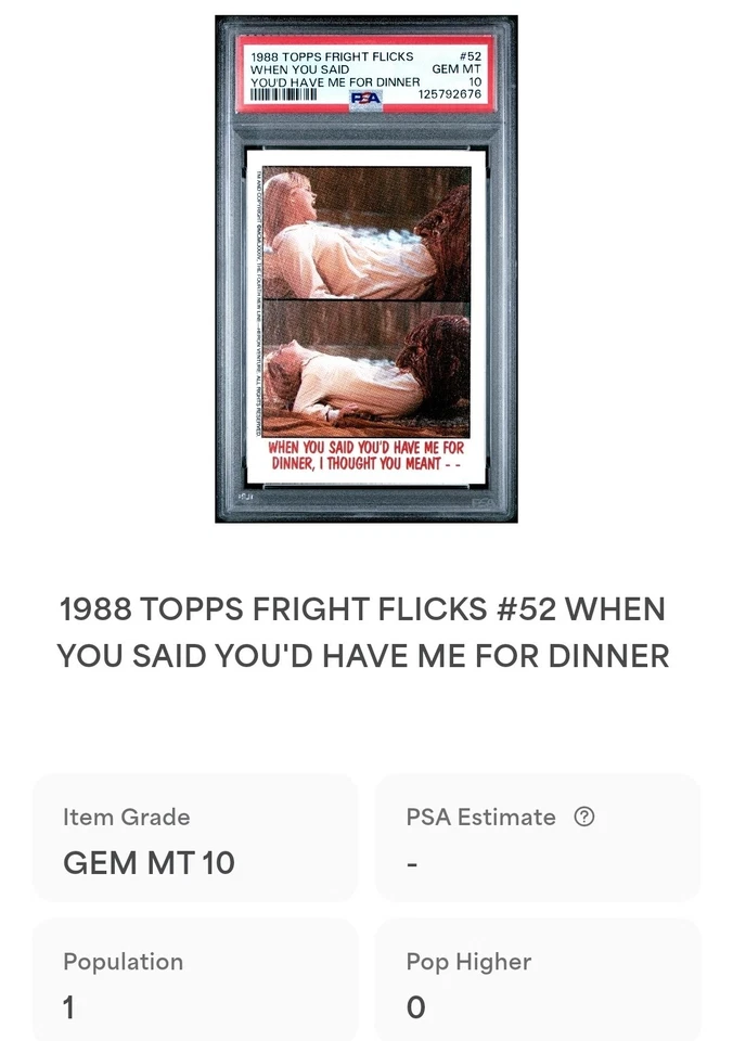 1988 Topps Fright Flicks Nightmare on Elm St #52 PSA 10 Freddy Krueger Pop 1 - Image 3 of 3
