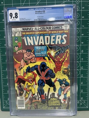 Invaders # 20 CGC 9.8 1st full appearance of 2nd Union Jack Brian Falsworth UKPV