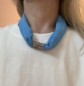 Periwinkle Blue Scarf Necklace Accent Easy Magnetic Large Closure  Accessory