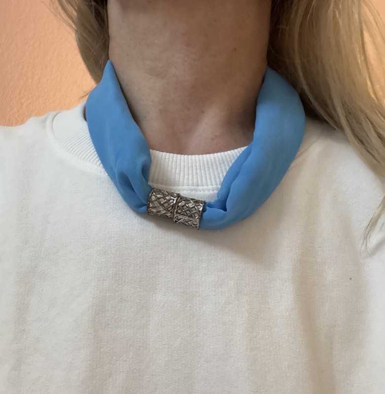 Periwinkle Blue Scarf Necklace Accent Easy Magnetic Large Closure  Accessory