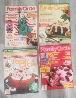 Lot of 4 VTG Family Circle Magazines, 1980's, Holiday Handbook, 6 Day Firm-Ups