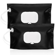 Baby Wipes Dispenser Holder 9.8x5.5x2 Inch Black Portable 2 Pack - Refillable