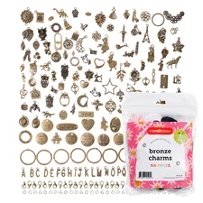 Incraftables 166pcs Antique Bronze Charms Set for DIY Jewelry & Bracelet Making 