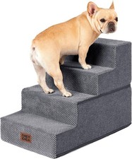 Dog Stairs 4 Step Pet Ramp 18" High Bed Non Slip for Small Dogs Cats Grey