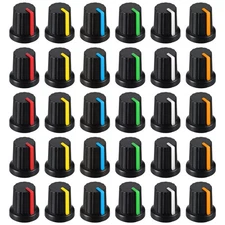 30 Pcs 6mm Knurled Shaft Potentiometer Knob, 6 Colors Potentiometer Control K...