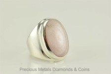 Large Stately Sterling Silver Mother of Pearl Polished Ring 925 NF Sz: 5.5