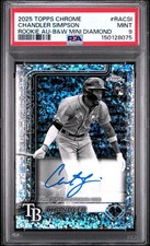CHANDLER SIMPSON 2025 TOPPS CHROME ROOKIE B&W MINI DIAMOND RC AUTO PSA 9