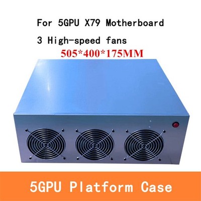 NEW Open Air Mining Server Case Chassis Frame + 3x Fans For 5 GPU Cards X79