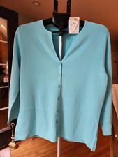 Talbots Womens Sweater Size Large Turquoise Blue 3/4 Length Sleeves V-Neck NWT