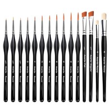 Miniature Brush Dry Brushes, Aoartix 15 Pcs Model Set for 15, Black 