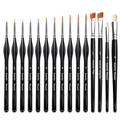 Miniature Brush Dry Brushes, Aoartix 15 Pcs Model Set for 15, Black 
