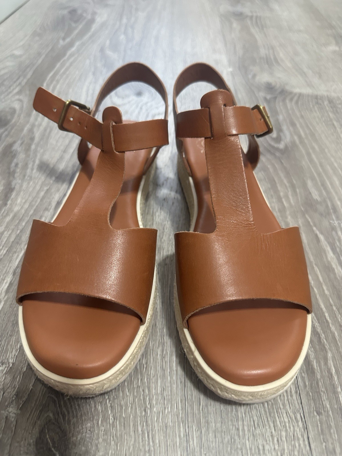 APL Sandali espadrillas Gianni Bini in pelle con fibbia marrone taglia 7 5 usati molto buoni