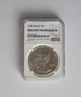 1986 Silver Eagle S$1 NGC 1 Oz 0.999 BU Brilliant Uncirculated
