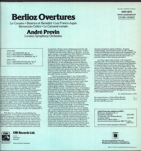 ASD3212 Andre Previn / London Symphony Orchestra Berlioz Overtures LP vinyl UK - Picture 2 of 3