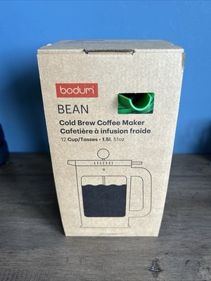 Bodum ''Bean'' Cold Brew Eiskaffeemaschine 12 Tassen 1,5L Grün Deckel & Griff Frappes