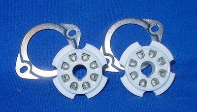 Pair New Ceramic 8 Pin Octal Sockets for 6SN7GT, 6L6, EL34, KT88, etc