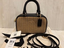 Good Condition COACH Straw Basket Bag Mini Satchel 2WAY Crossbody Shoulder Bag C