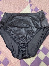 Vtg Vassarette Glossy Satin Black Panties Large Sissy Nylon Blend