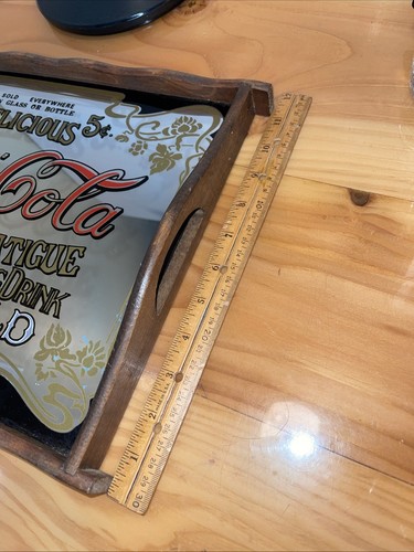 Vintage Delicious Coca~Cola Relieves Fatigue Mirror Tray Sign 5 Cents DRINK - Picture 6 of 6