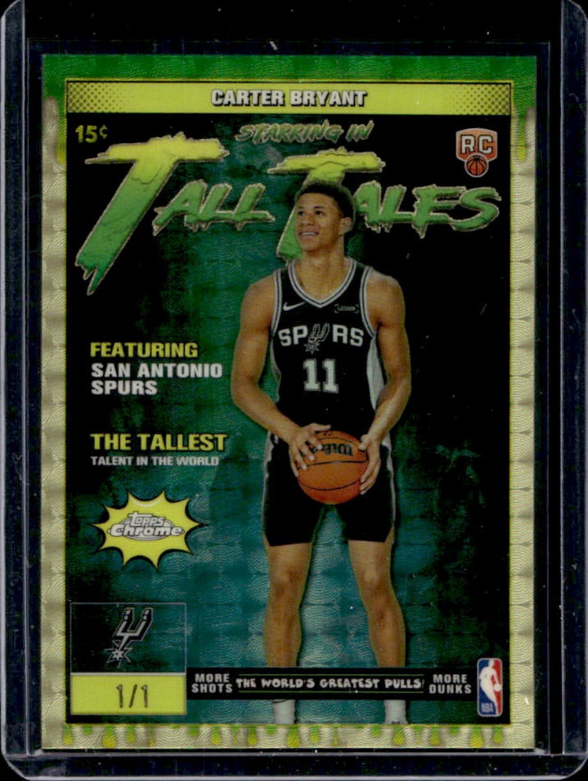2025-26 Topps Chrome Carter Bryant Tall Tales RC SuperFractor Rookie #1/1 Spurs
