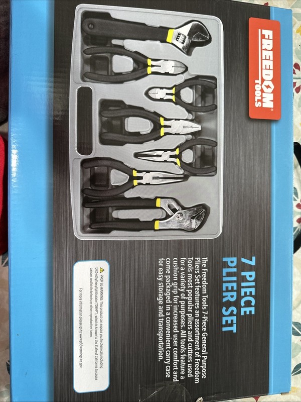 Freedom Tools 7 Piece Pliers Set With Comfort Grips & Hard Case Organizer NEW!