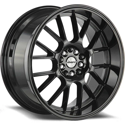 18x8.5 Shift H28 Crank 5x100/5x114.3 30 Black Wheels Rims Set(4) 73.1