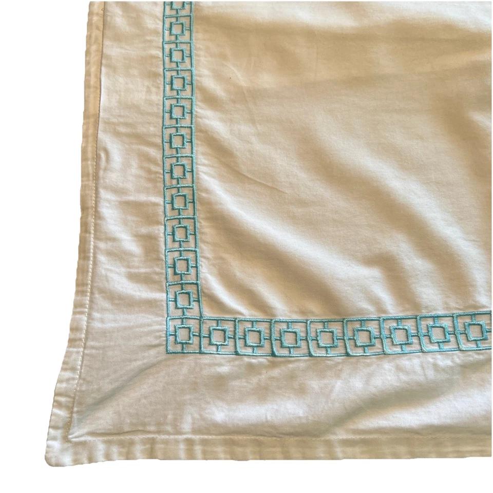 Antigo 2 quilates Trina Turk fronhas de travesseiro 25" palmeiras motivo bloco turquesa branco - Imagem 3 de 4