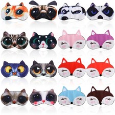 16 Pack Cute Animal Eye Mask, Soft Blackout Blindfold Sleeping Mask with Adju...